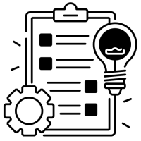 pictogramme d'un bloc note avec une ampoule